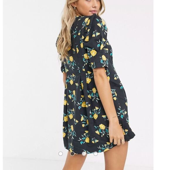 NWT Free People Adelle Floral Printed Mini Dress Tunic with Puff Short Sleeves - Picture 3 of 12